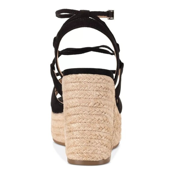 SUN STONE Women's Wedge Sandals Black Padded Tinsleyy Round Toe  Shoes 10M - Picture 2 of 4